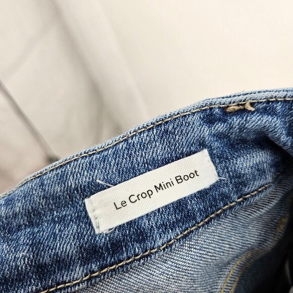 Frame Jeans Blue Jadite Le Crop Mini Boot Mid Rise Medium Wash Stretch Denim 24 - Picture 5 of 7